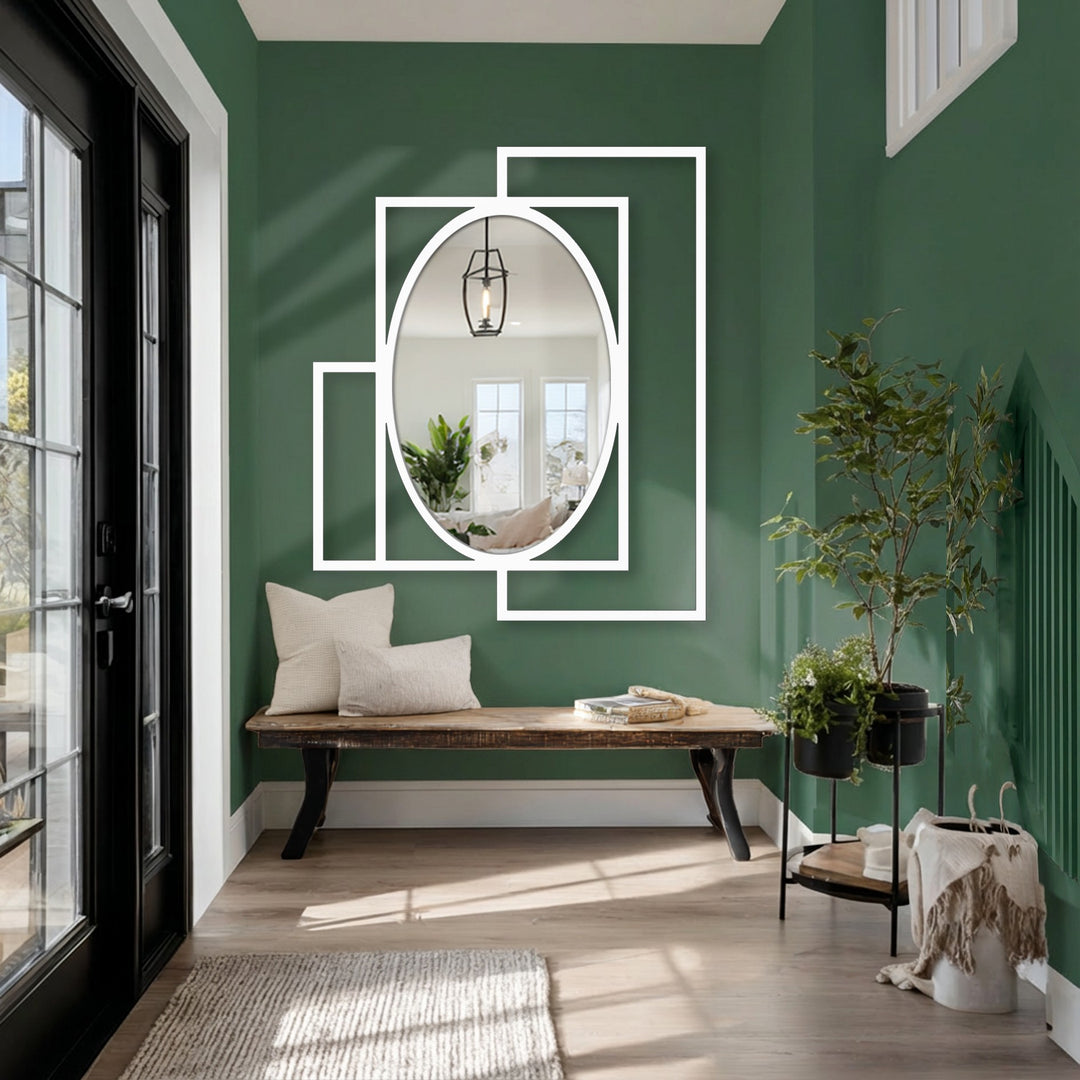 Thin-line geometric wall mirror