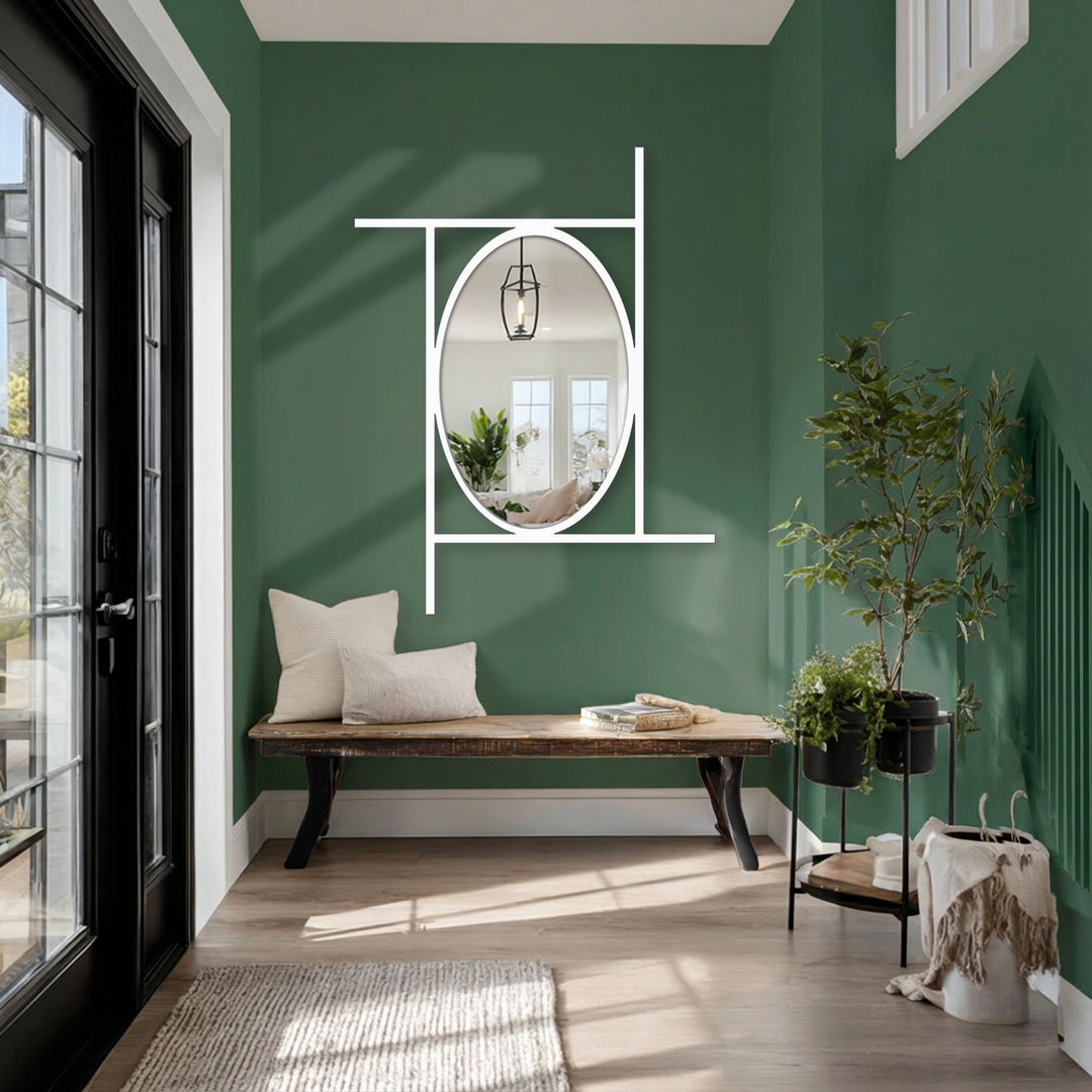 Minimal oval entryway mirror