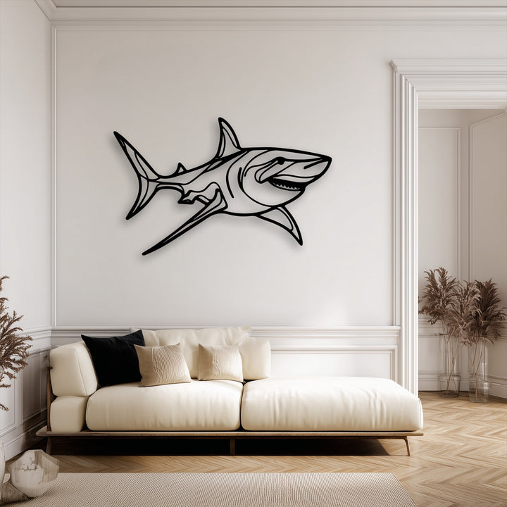 Crafted from high-quality metal, this dynamic shark decoration wall art features a sleek, durable design that enhances modern interiors.