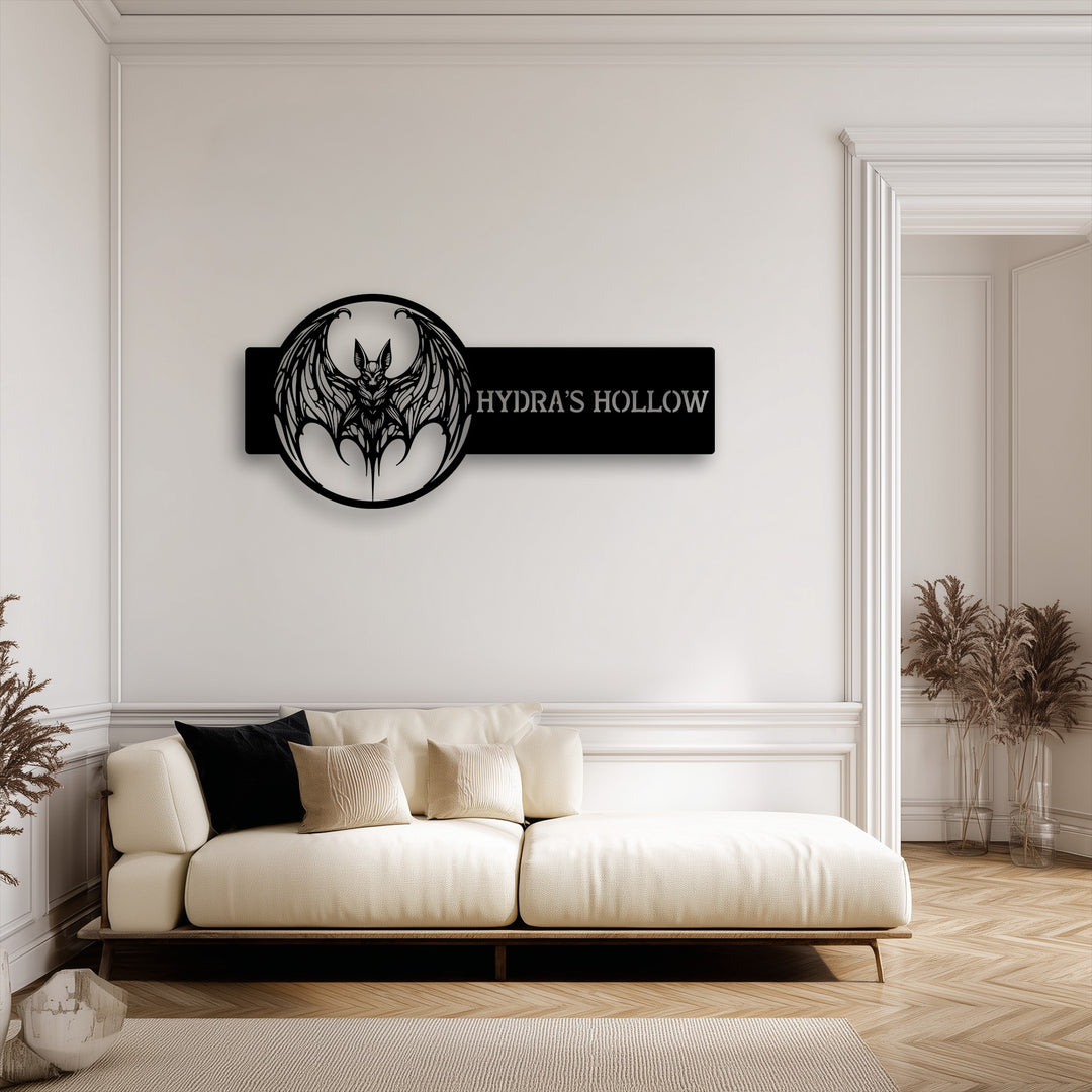 Personalized Bat Metal Wall Art – Custom Gothic Name Sign