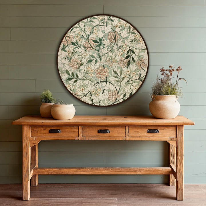 Depicted are the organic forms of the vintage garden elegance oil painting art prints, with its botanical pattern and delicate flowers in a circular design.