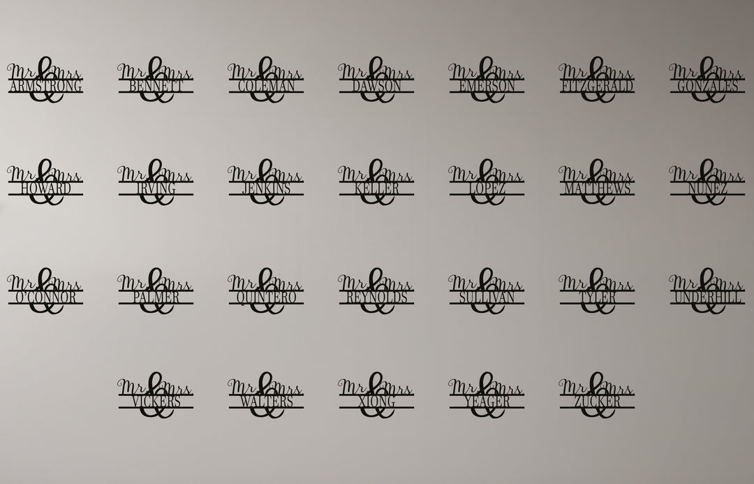 Mr & Mrs Sullivan Metal Wall Sign – Personalized Couple Name Decor