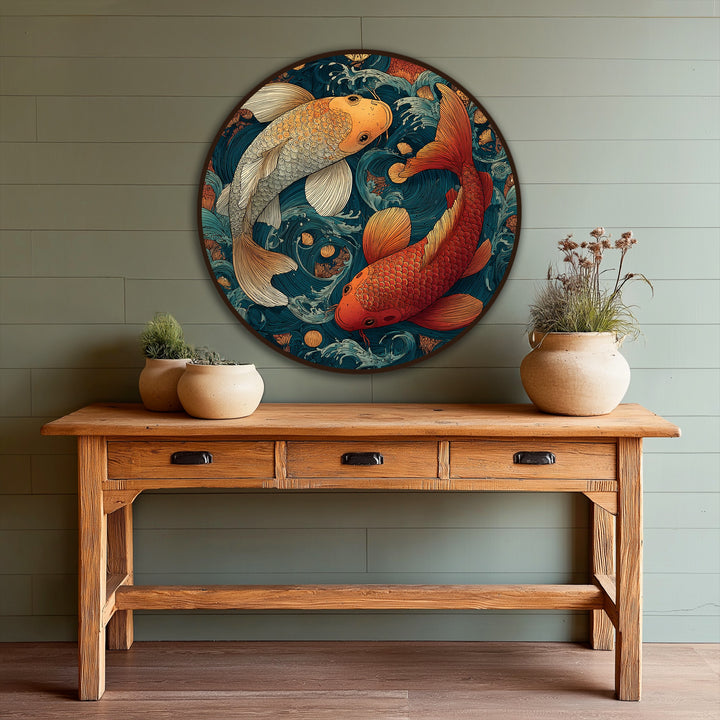 oriental koi round artwork