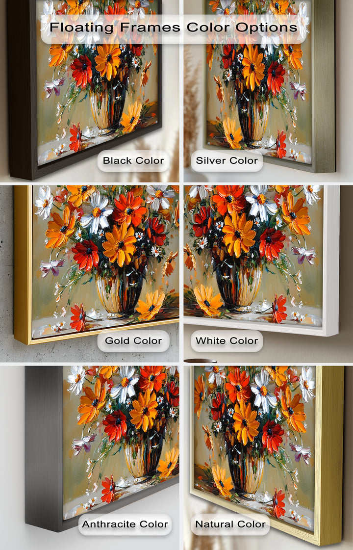 Orange & White Flowers – Botanical Oil Painting