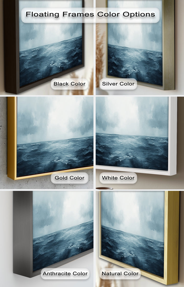 Ocean Horizon Calm – Minimalistisches blaues Meereslandschafts-Ölgemälde