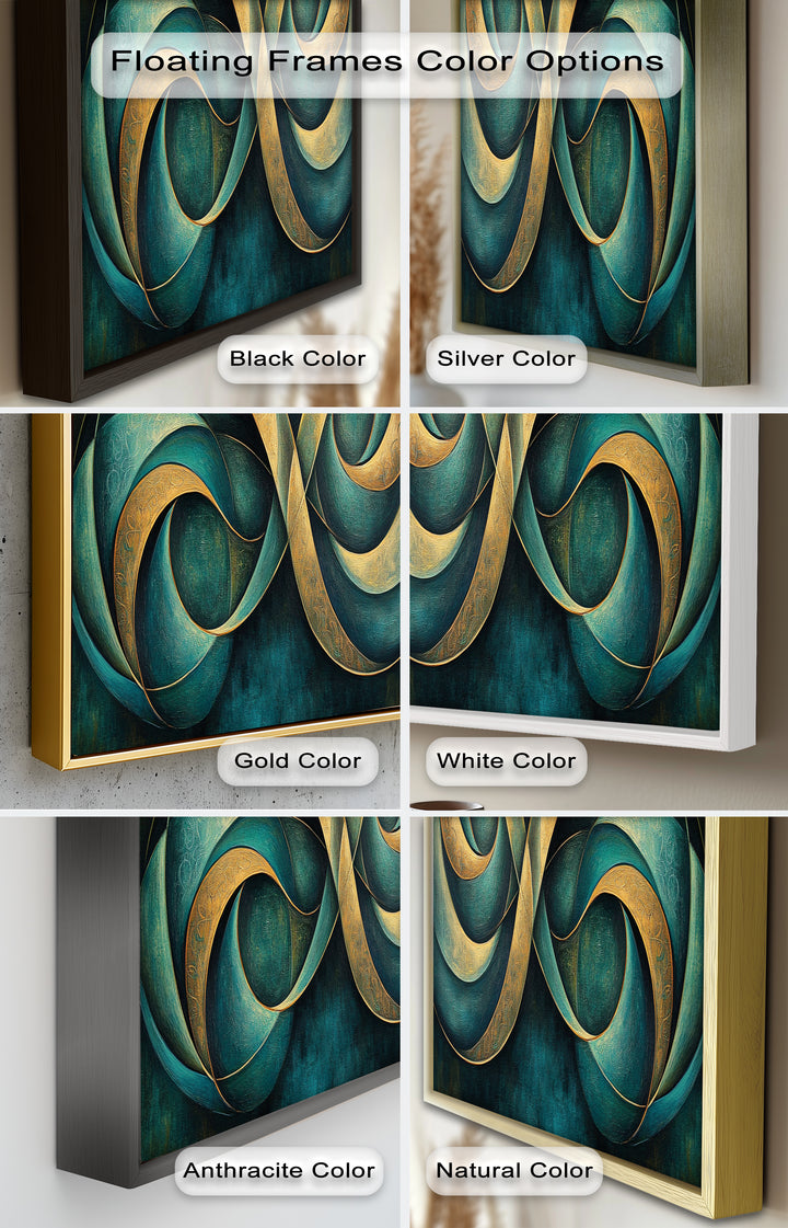Infinity Loop Abstract – Teal & Gold Modern Oil Painting