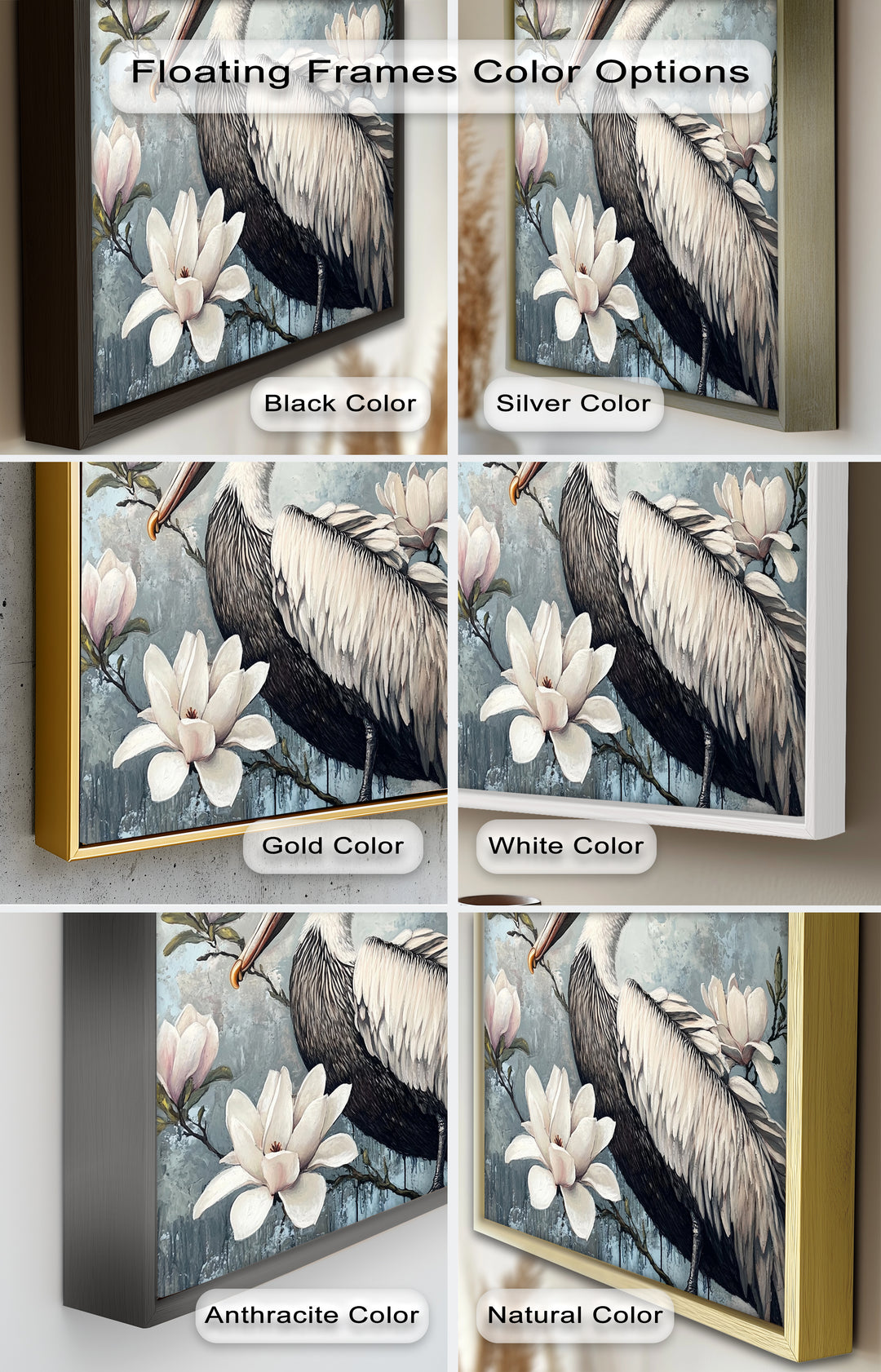 White Pelican Among Magnolia Blossoms - Animal Oil Painting
