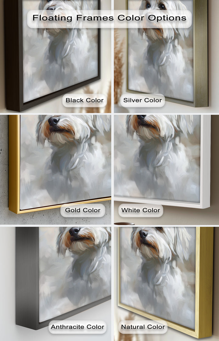 Snowy Gaze – White Maltese Portrait Animal Oil Painting