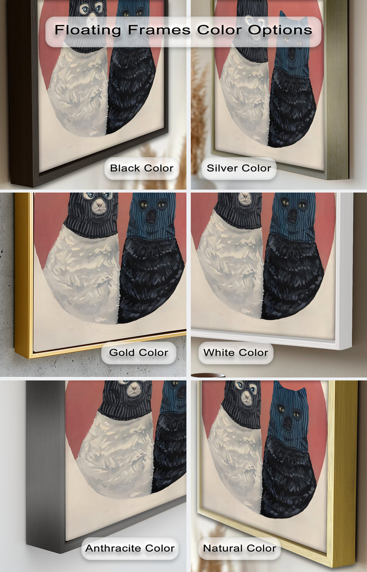Masked Companions – Contemporary Cat Oil Painting