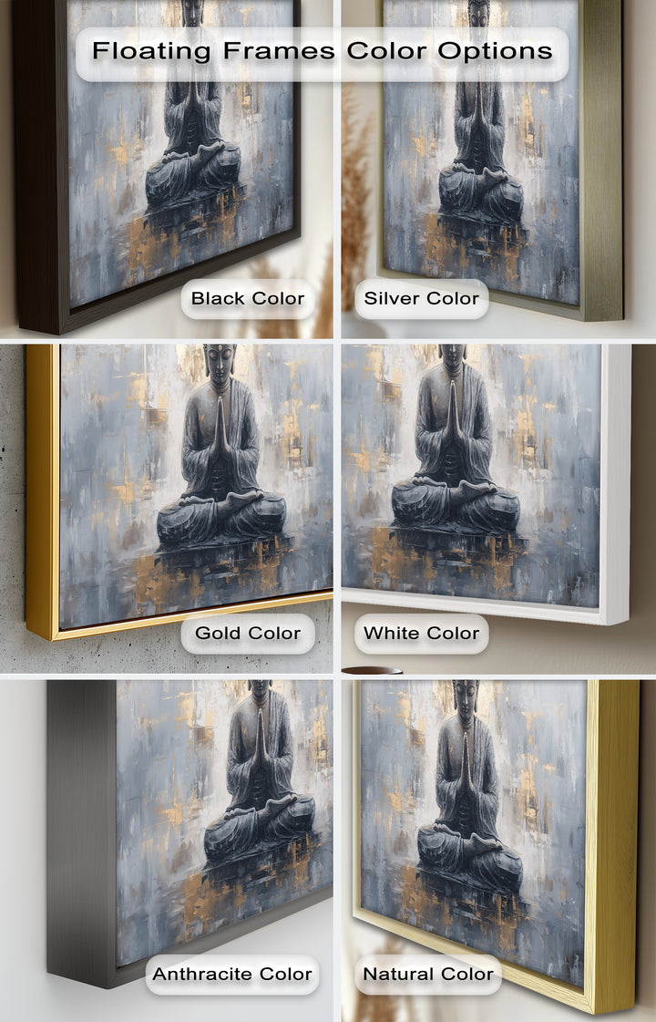Graue Buddha-Meditationswandkunst – Religiöses Ölgemälde