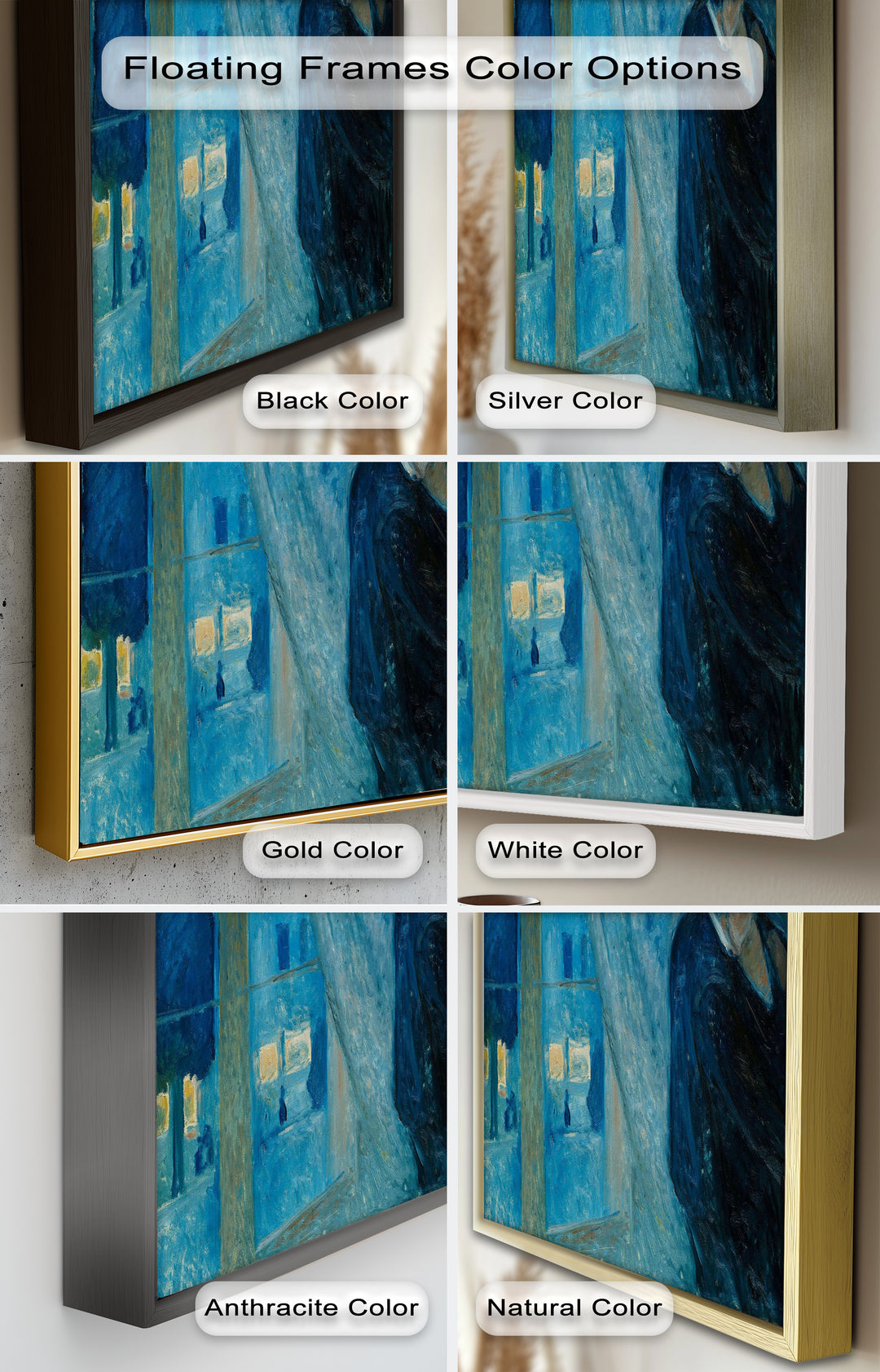 The Kiss by Munch – Romantic Blue Interior Oil Painting