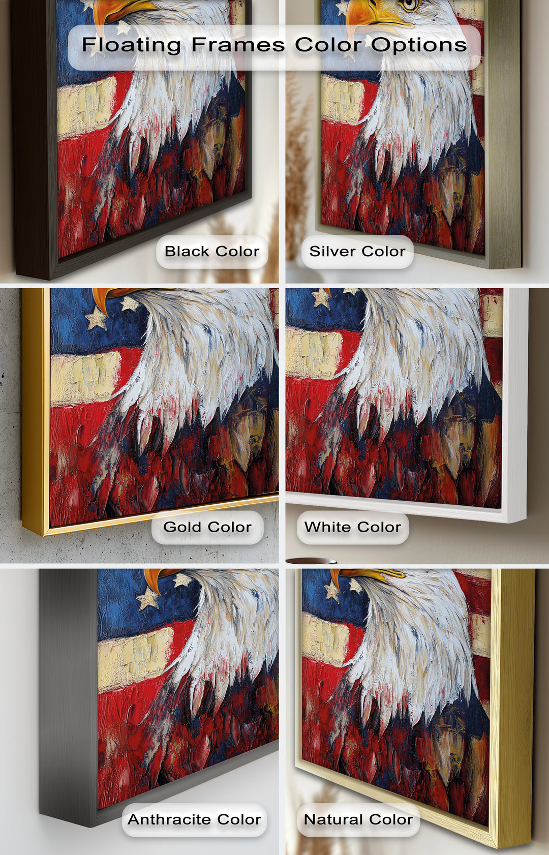 Amerikanischer Weißkopfseeadler Portrait - Patriotisches Ölgemälde