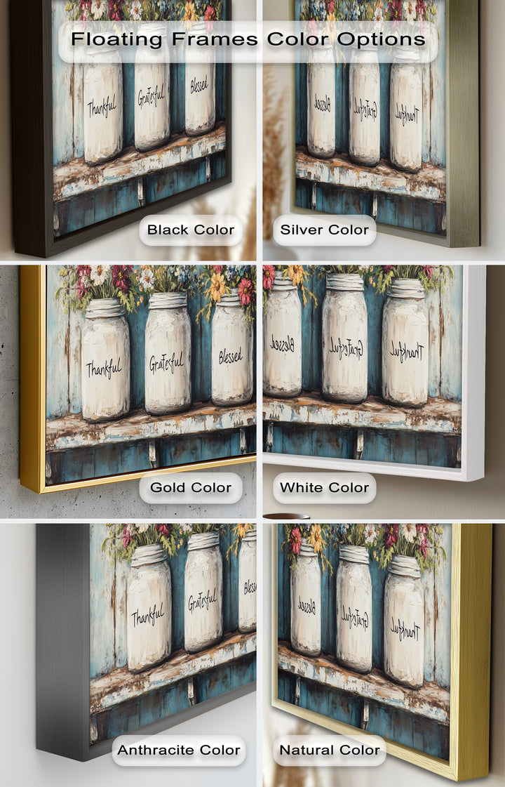 Thankful Grateful Blessed – Floral Jar Oil Painting