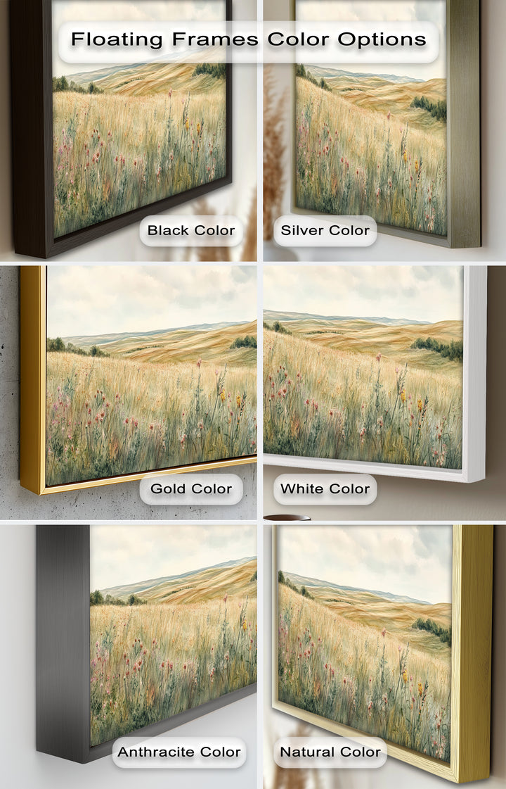 Soft Meadow Landscape Wall Art – Floral Oil Painting