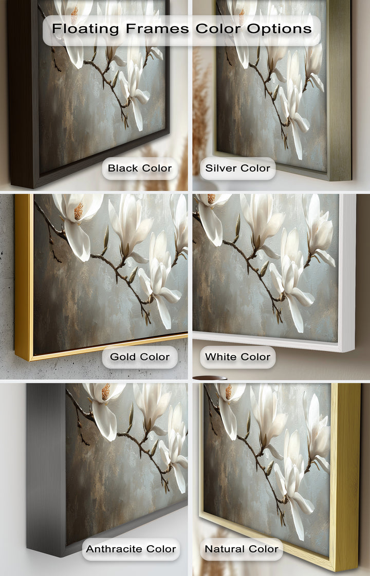 Magnolia Serenity – Cream Blossom Branch Flower Oil Painting
