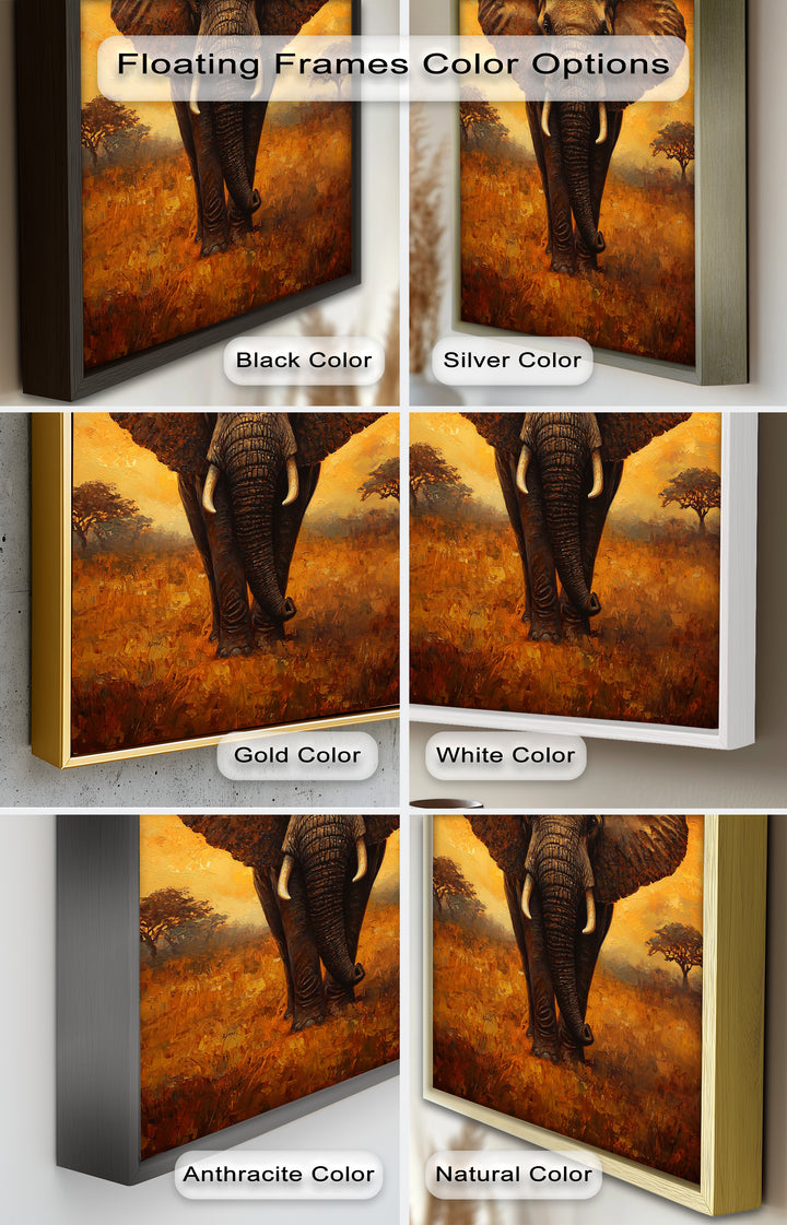 Majestic Elephant at Sunset – Wildlife Oil Painting