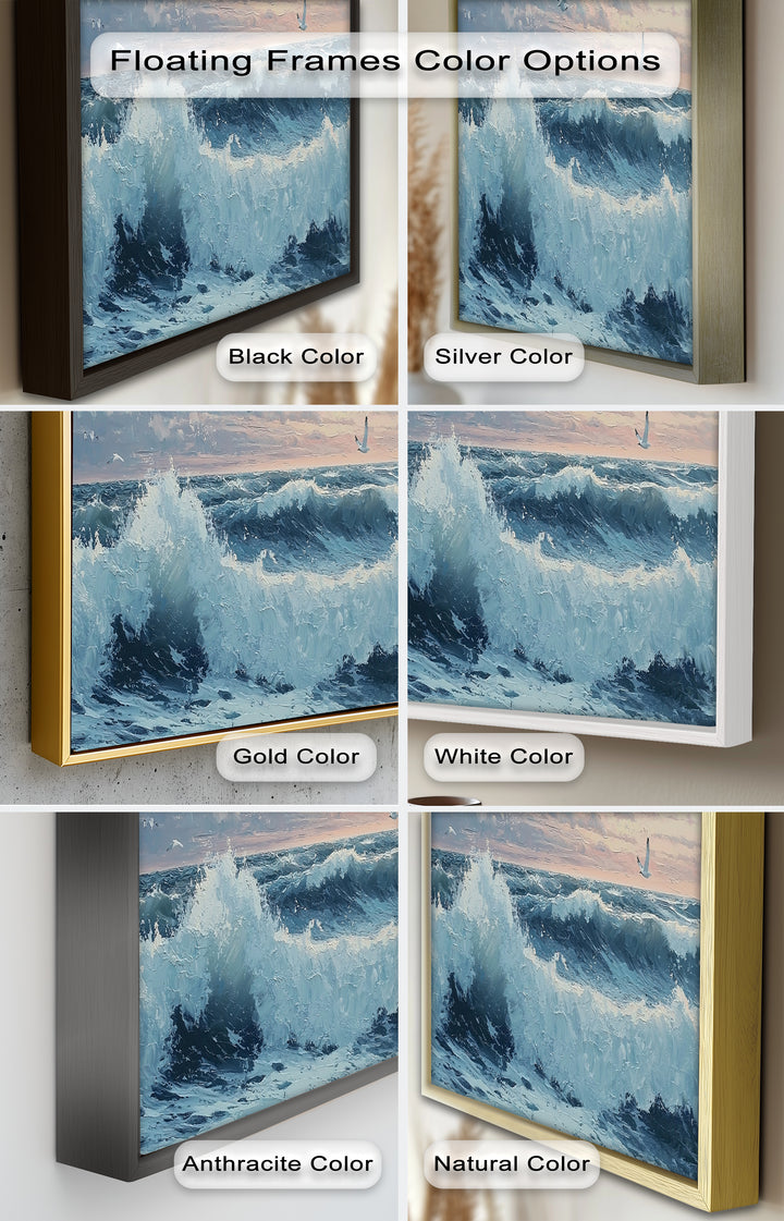 Coastal Wave Art - Seagulls Seascape Oil Painting