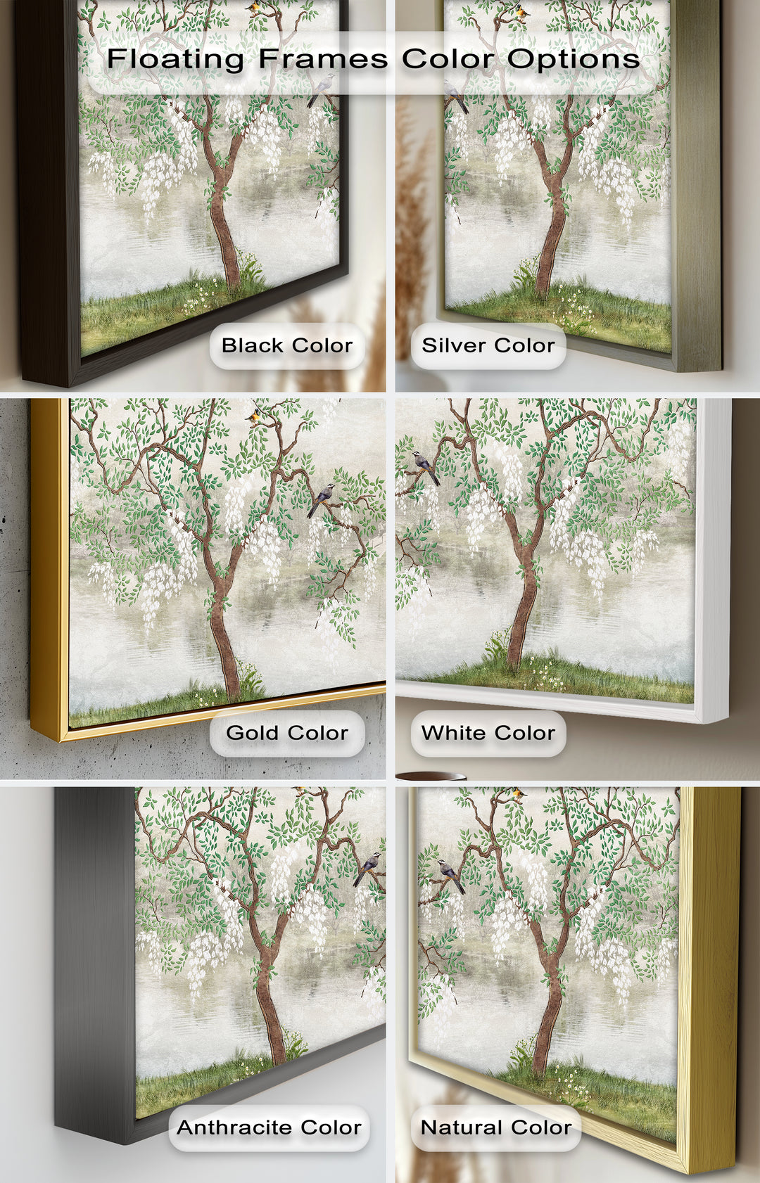 Chinoiserie-Baum – Elegantes orientalisches Ölgemälde