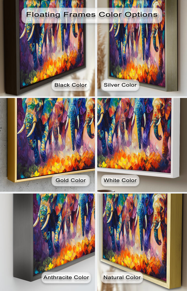 Elephant Herd at Dusk – Animal Oil Painting