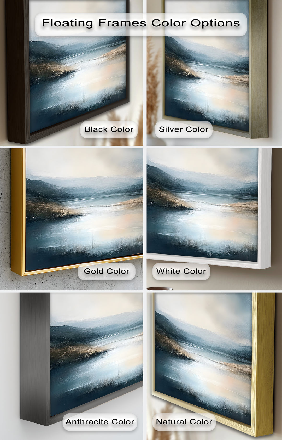 Misty Mountain Lake Landscape - Framed Oil Painting