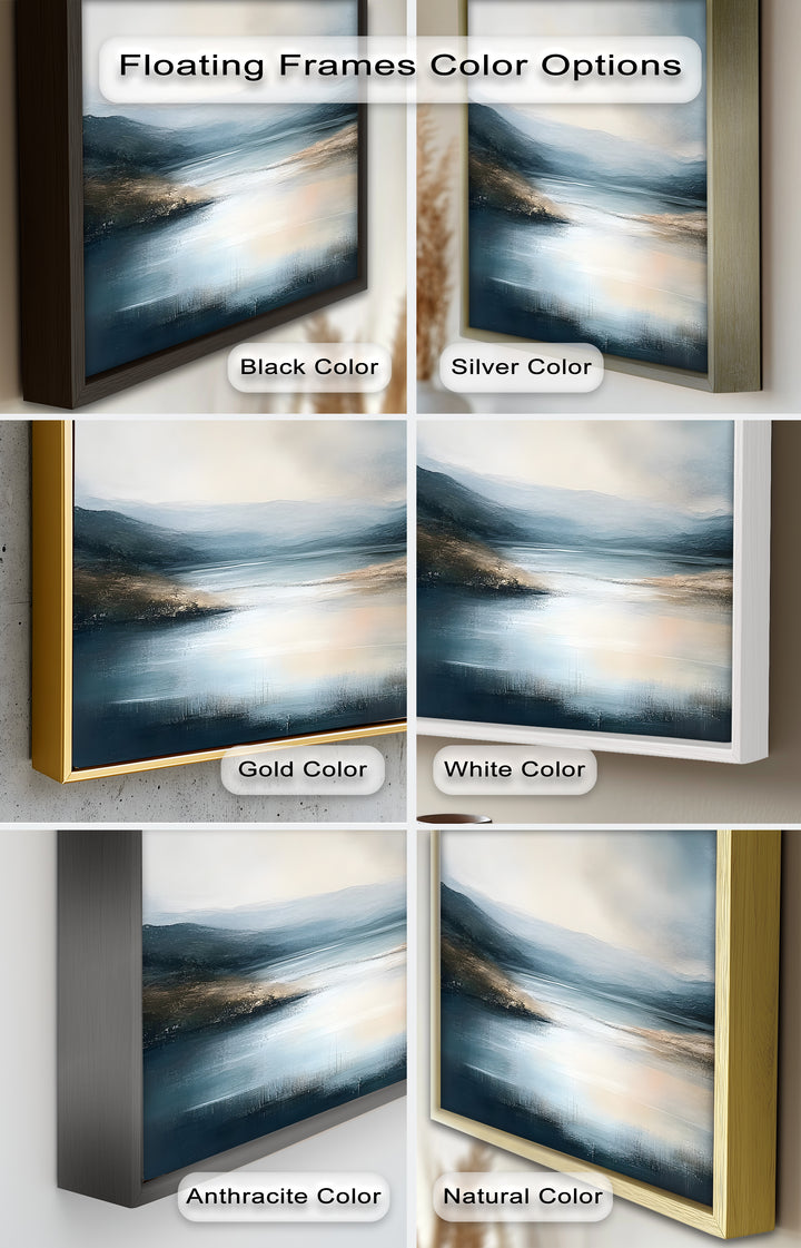 Misty Mountain Lake Landscape - Framed Oil Painting