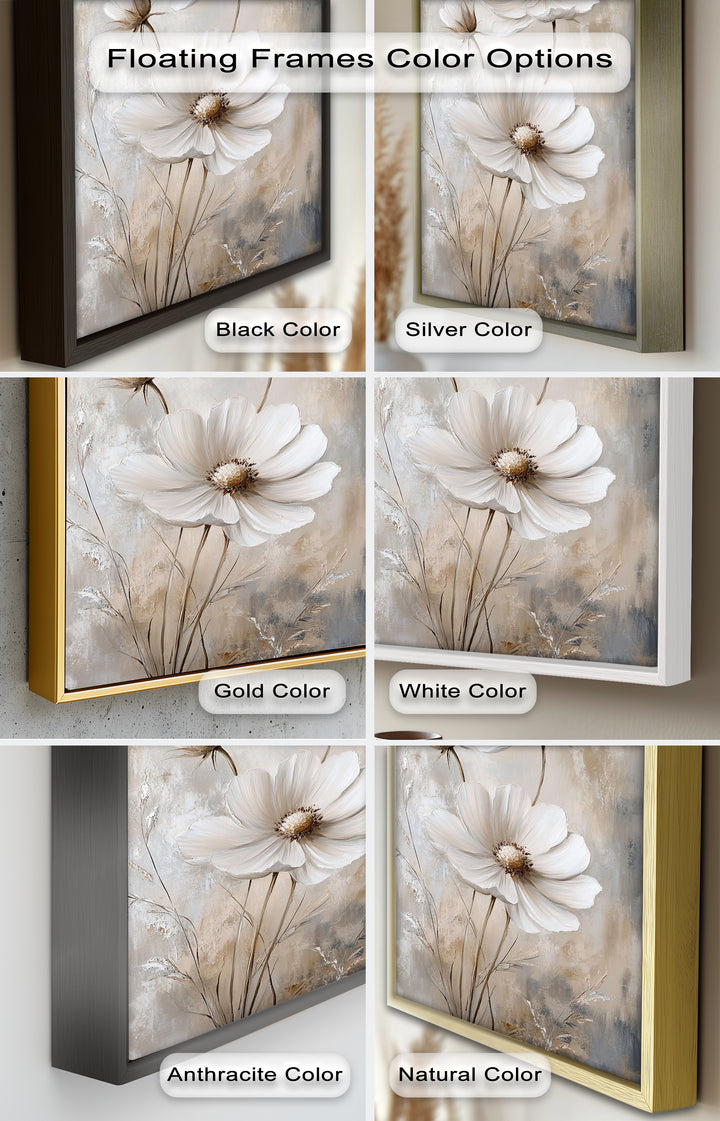 Soft Ivory Blooms – Neutral Flower Oil Painting