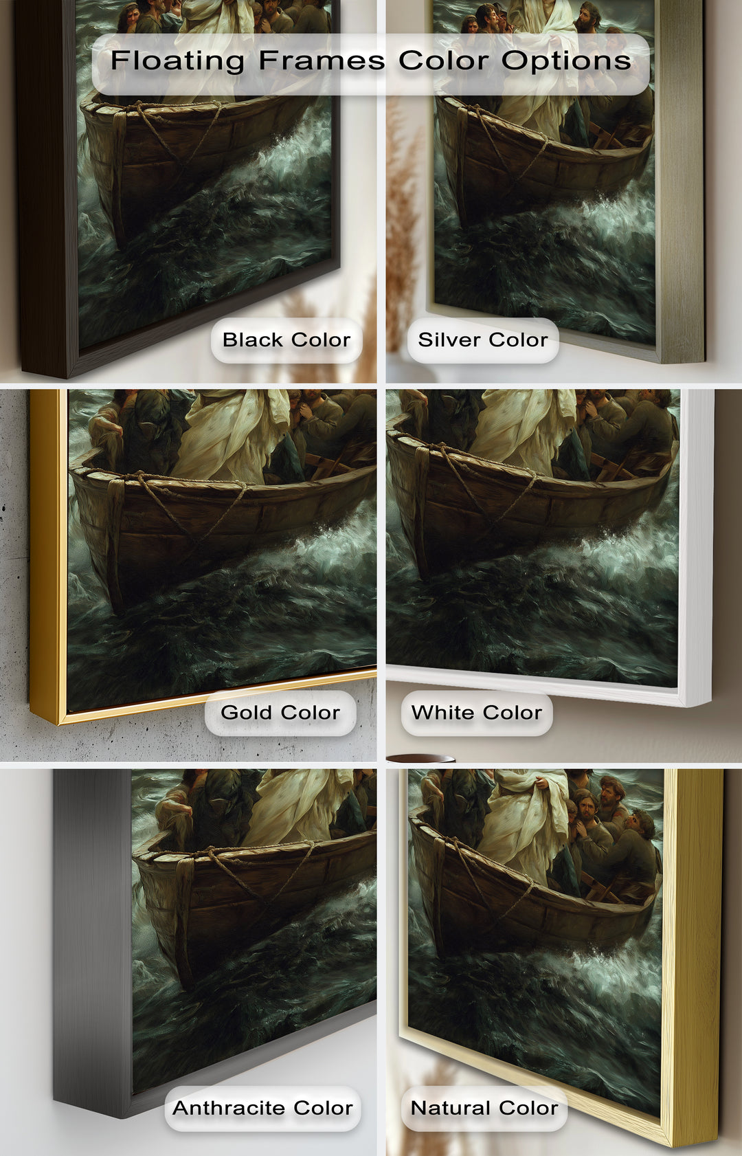 Jesus Calming the Storm Wall Art – Religious Oil Painting