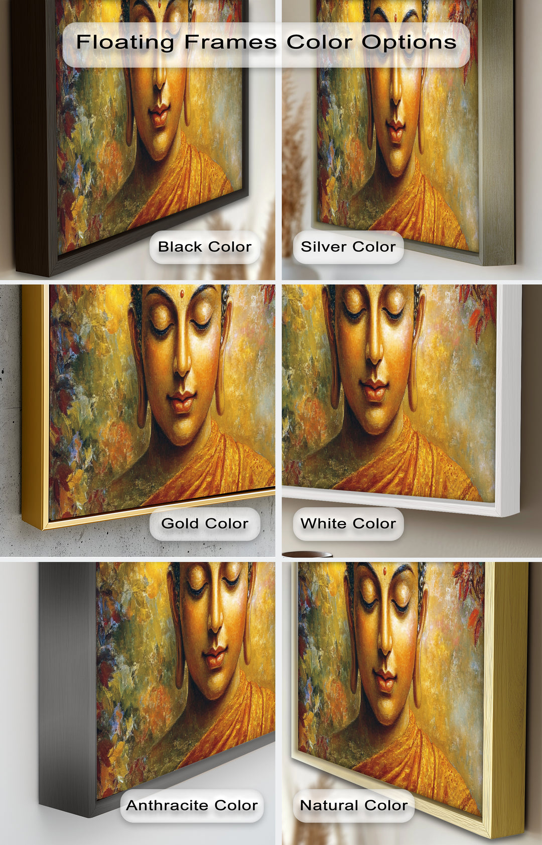 Buddha Portrait Wall Art – Framed Oil Painting