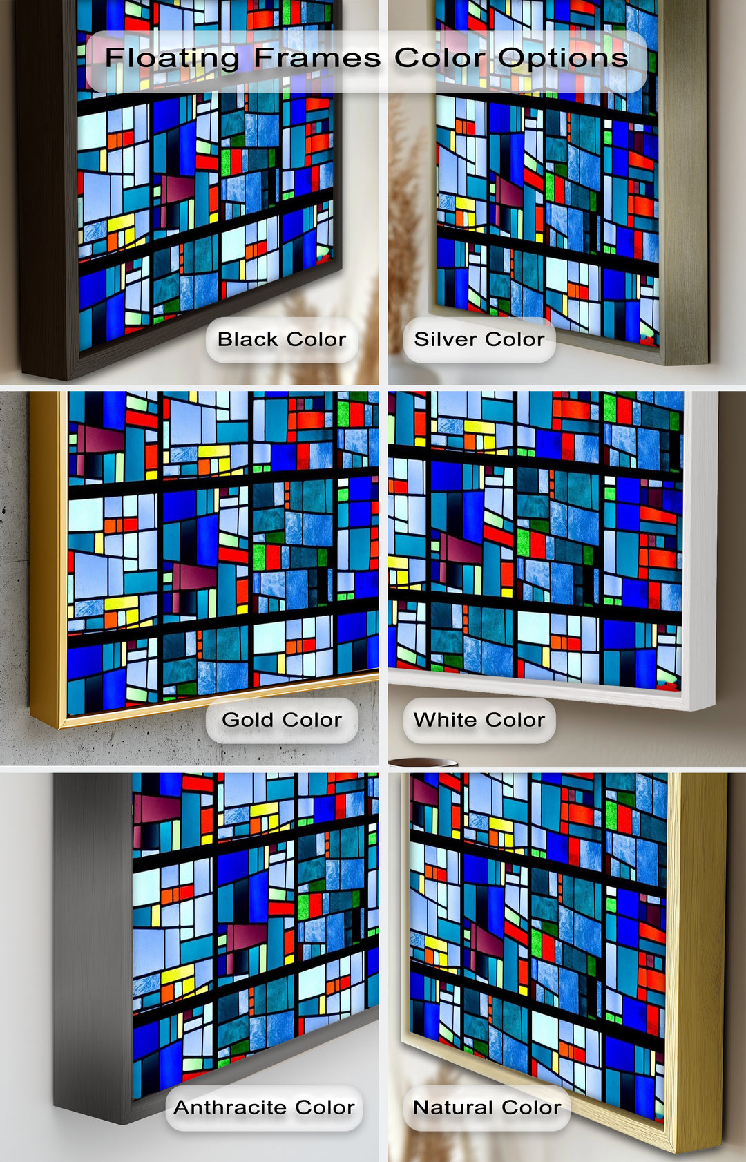 Moderne geometrische Wandkunst – gerahmtes Ölgemälde