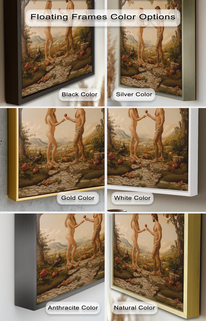 The First Temptation – Adam and Eve in Eden Renaissance Oil Painting