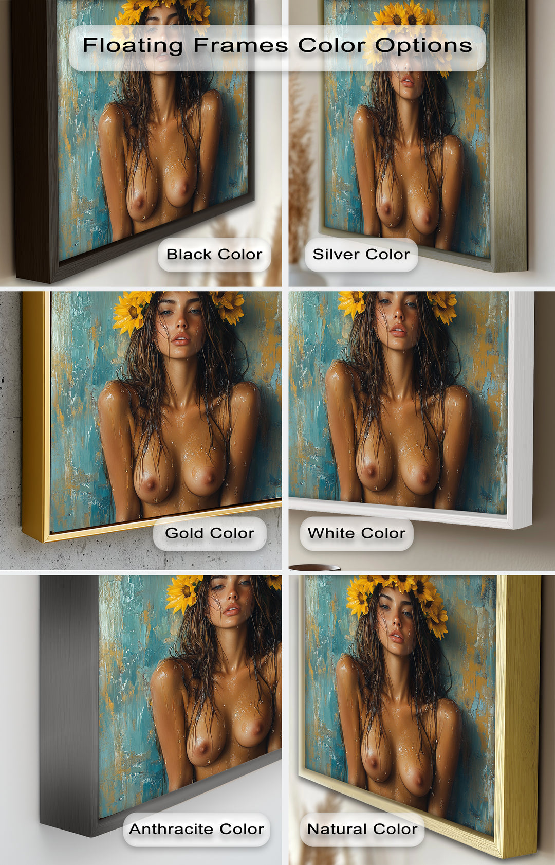 Sun-Kissed Solstice – Woman with Sunflower Crown Abstract Oil Painting