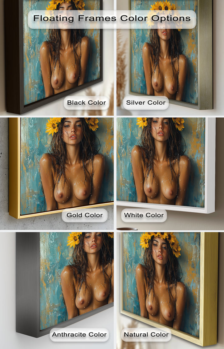 Sun-Kissed Solstice – Woman with Sunflower Crown Abstract Oil Painting