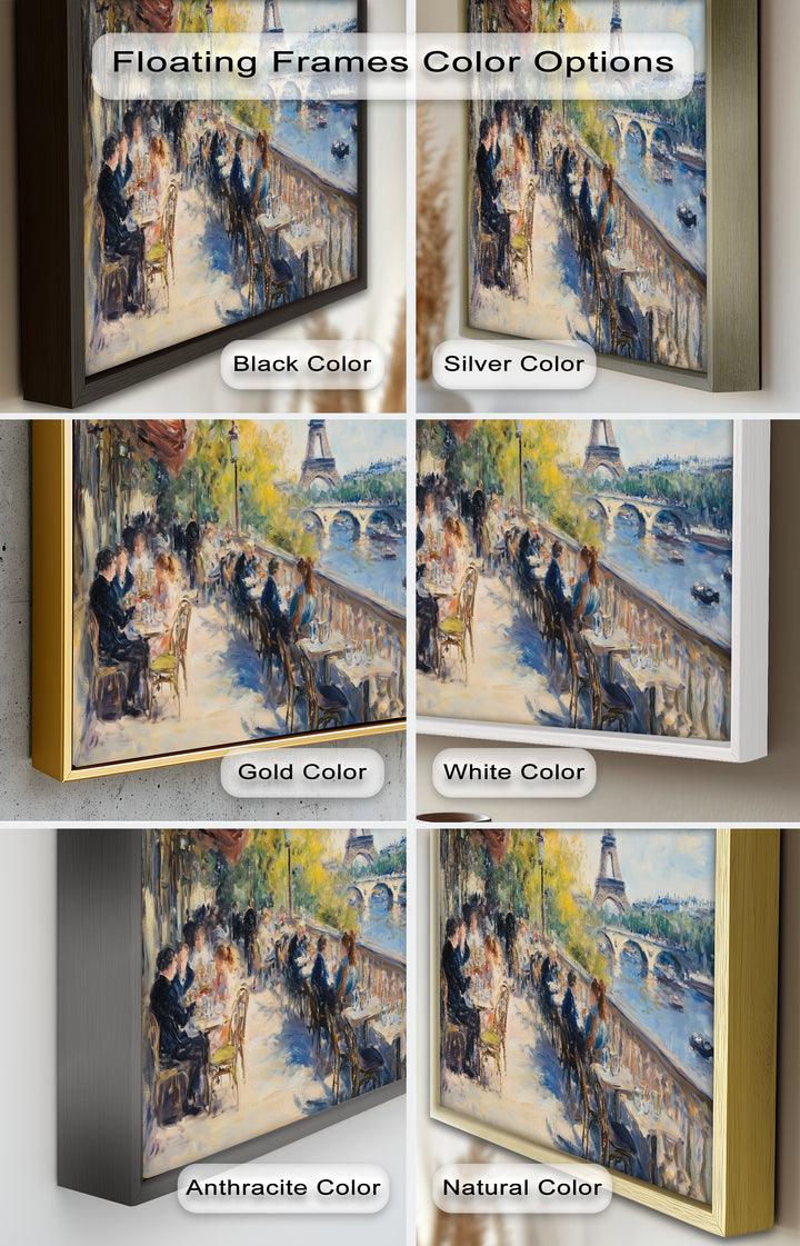 Eiffel Café Serenity – Parisian Terrace with River View Oil Painting