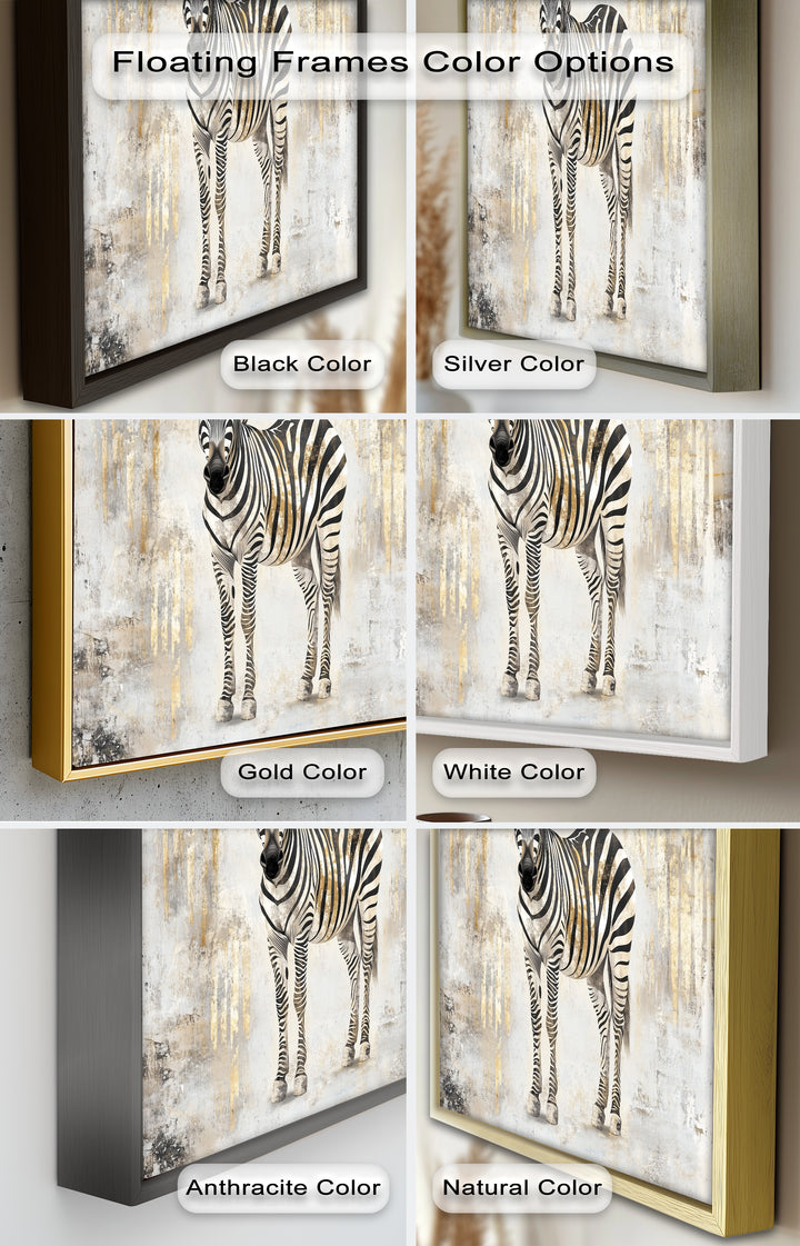 Golden Streak Zebra with Neutral Backdrop - Animal Oil Painting