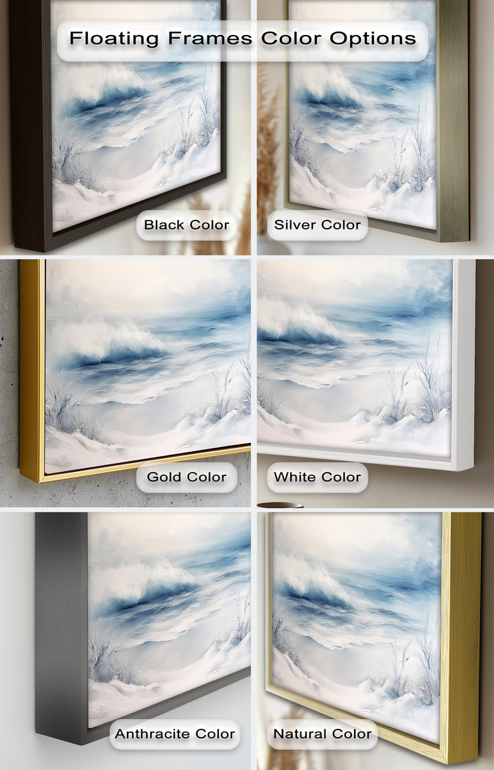 Coastal Wall Art - Snowy Beach Seascape Oil Painting