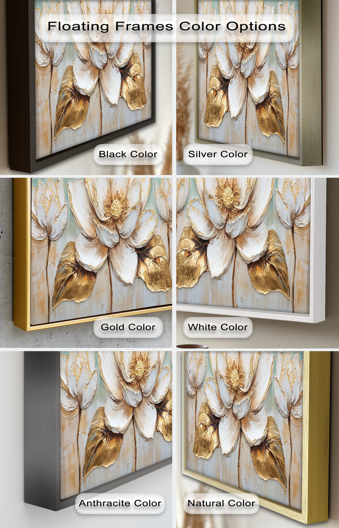 Golden Bloom Lotus – Floral Oil Painting