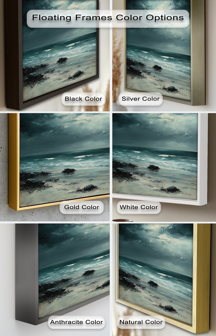 Stormy Beach Wall Art - Seascape Framed Oil Painting