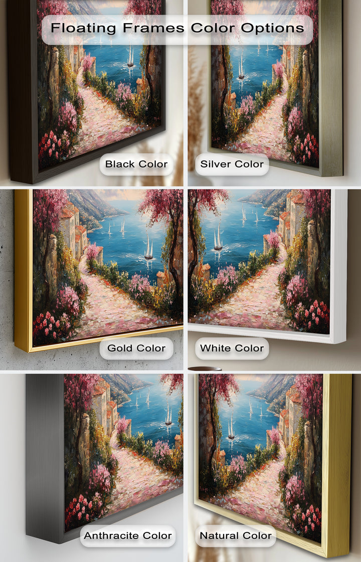 Incredible Sea Street & Spring Blossoms – Coastal Charm Oil Painting