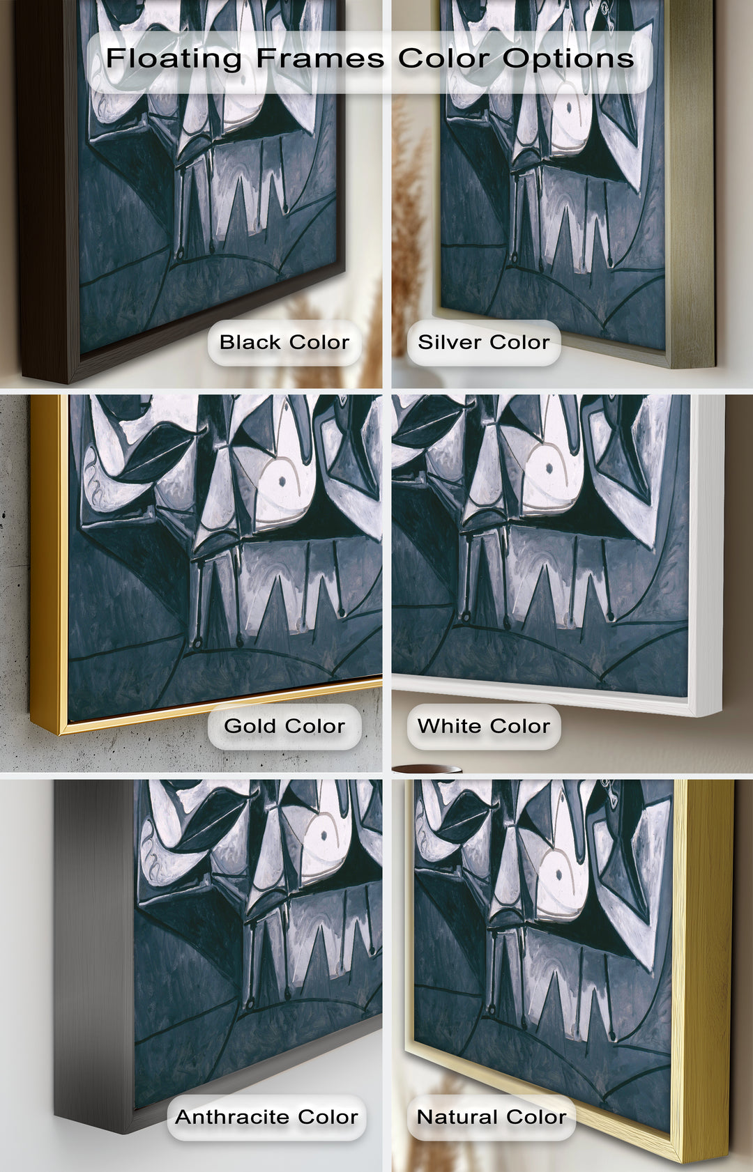Geometry of Stillness – Monochrome Reclining Picasso Oil Painting