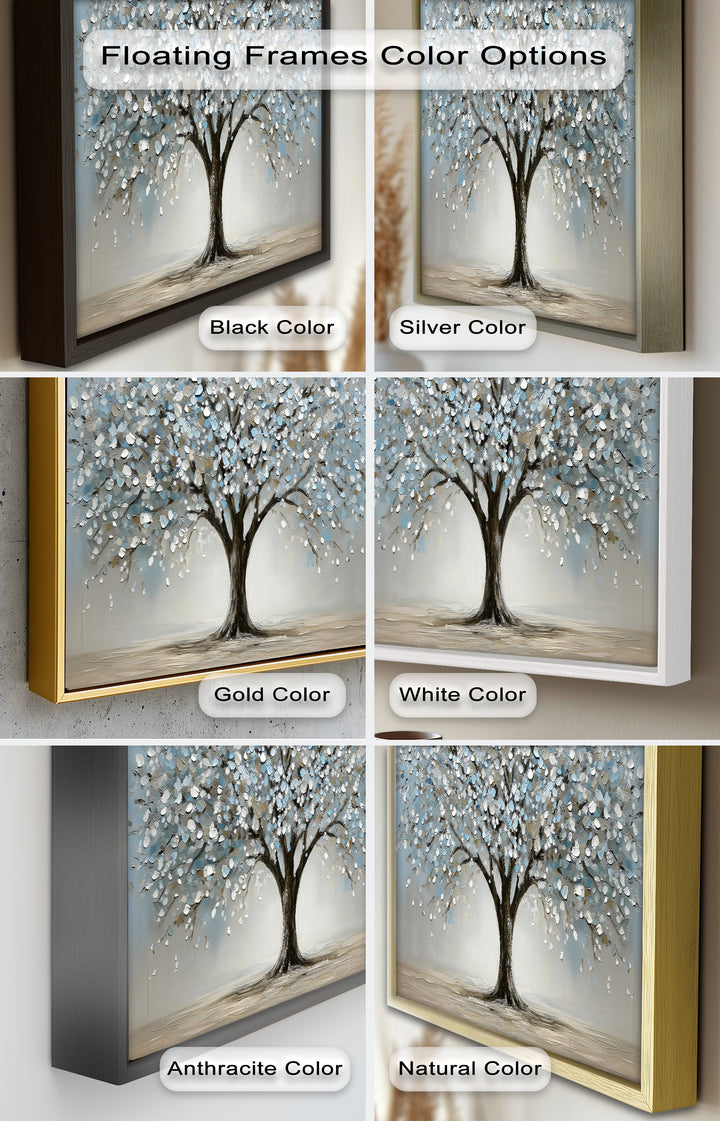 Snowflower Tree – Modern Framed Oil Painting