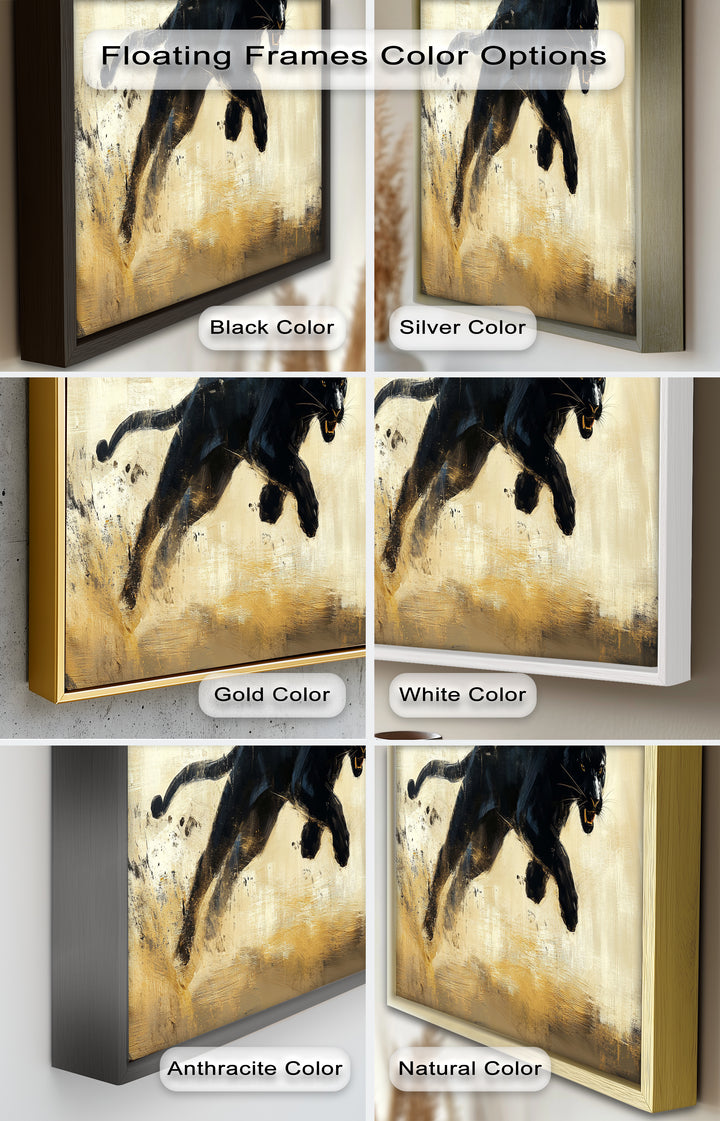 Charging Black Panther in Motion – Animal Oil Painting