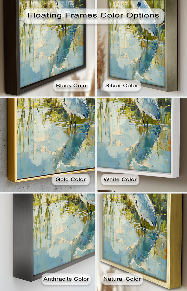 Reflections of Grace – Heron in Wetlands Oil Painting