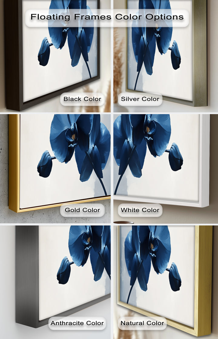 Blue Orchid Wall Art – Modern Floral Oil Painting