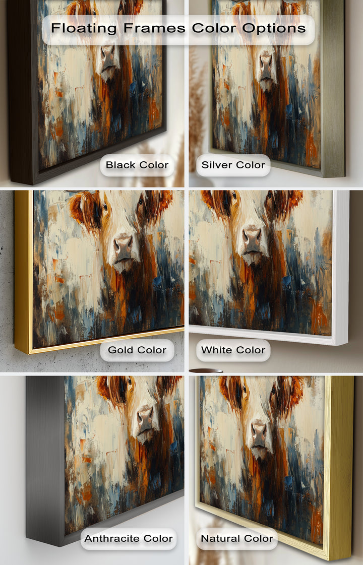 Highland Cow with White Horns – Animal Oil Painting