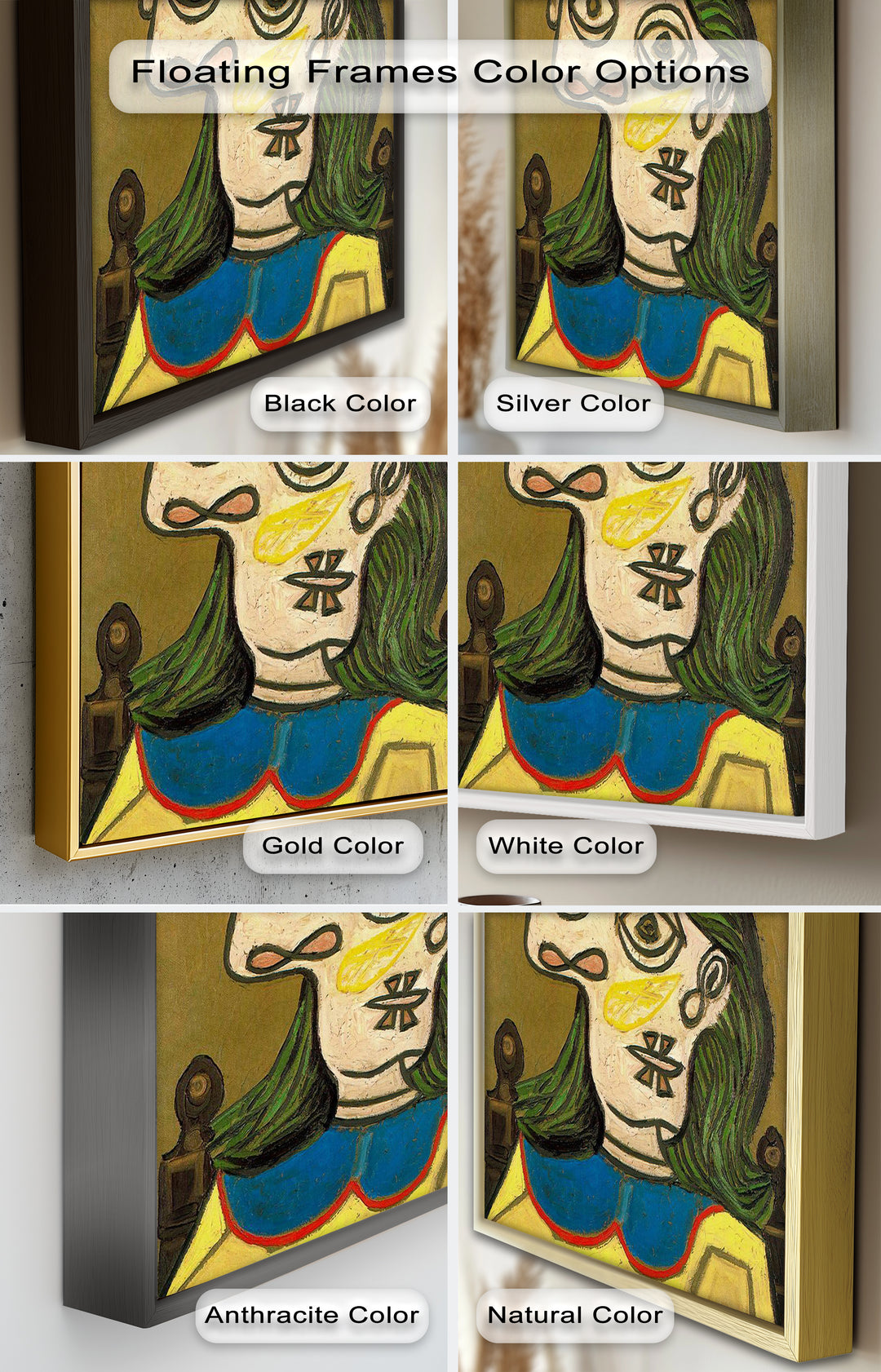 Whimsical Hat – Abstract Female Portrait with Flower Detail Picasso Oil Painting