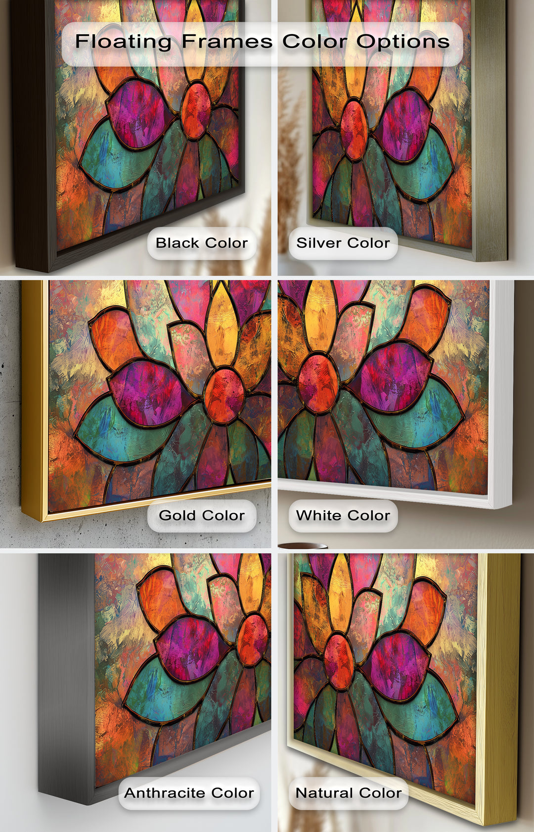 Stained Flower – Framed Oil Painting