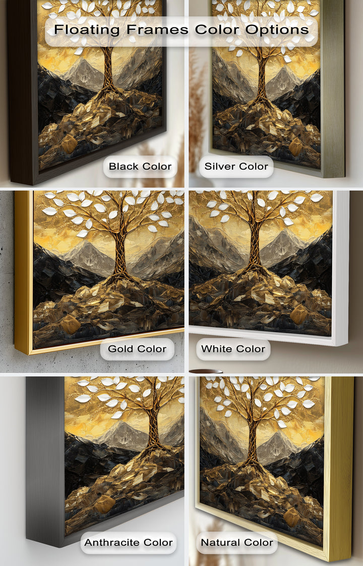 Golden Genesis – Abstraktes Ölgemälde „Baum des Lebens“