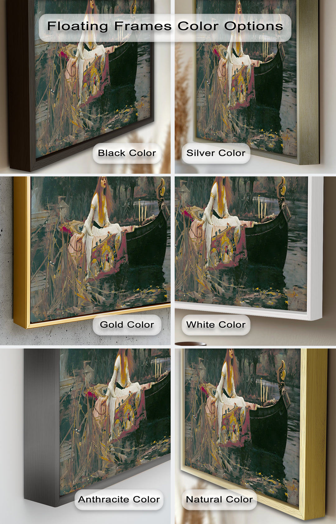 The Lady of Shalott – Romantic River Journey Historic Oil Painting