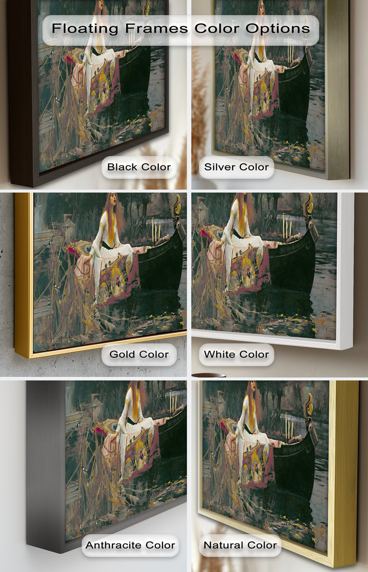 The Lady of Shalott – Romantic River Journey Historic Oil Painting