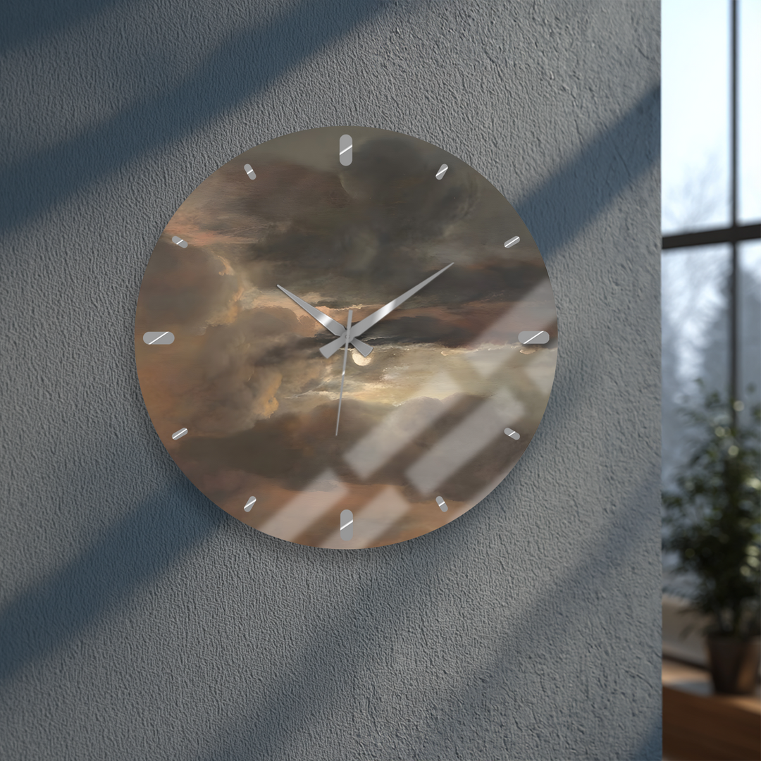 Storm Clouds Glass Wall Clock – Moody Sky Wall Decor